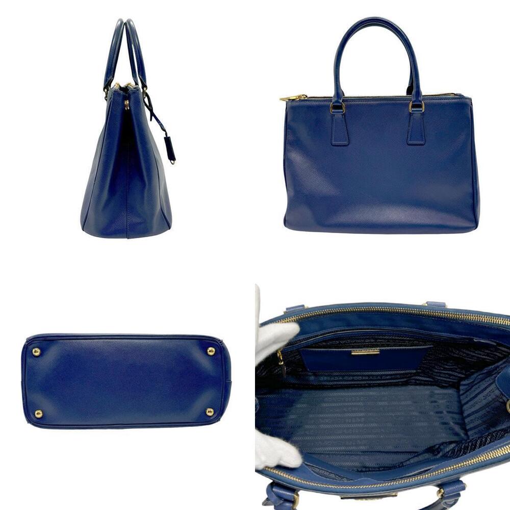 Prada Shoulder Galleria gold Saffiano 2way Navy Bag leather Blue Gold Blue